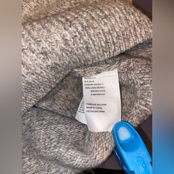 Men’s “America” Oatmeal 100% merino wool shawl collar knit sweater size XL - Picture 6 of 10